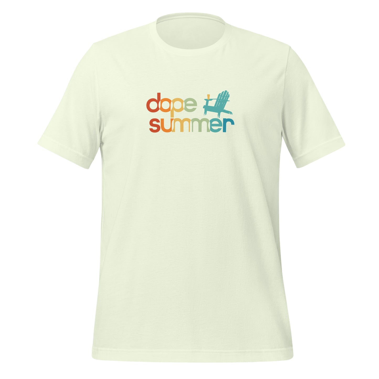 Citron color tee with the adirondak Dope Summer logo on the front