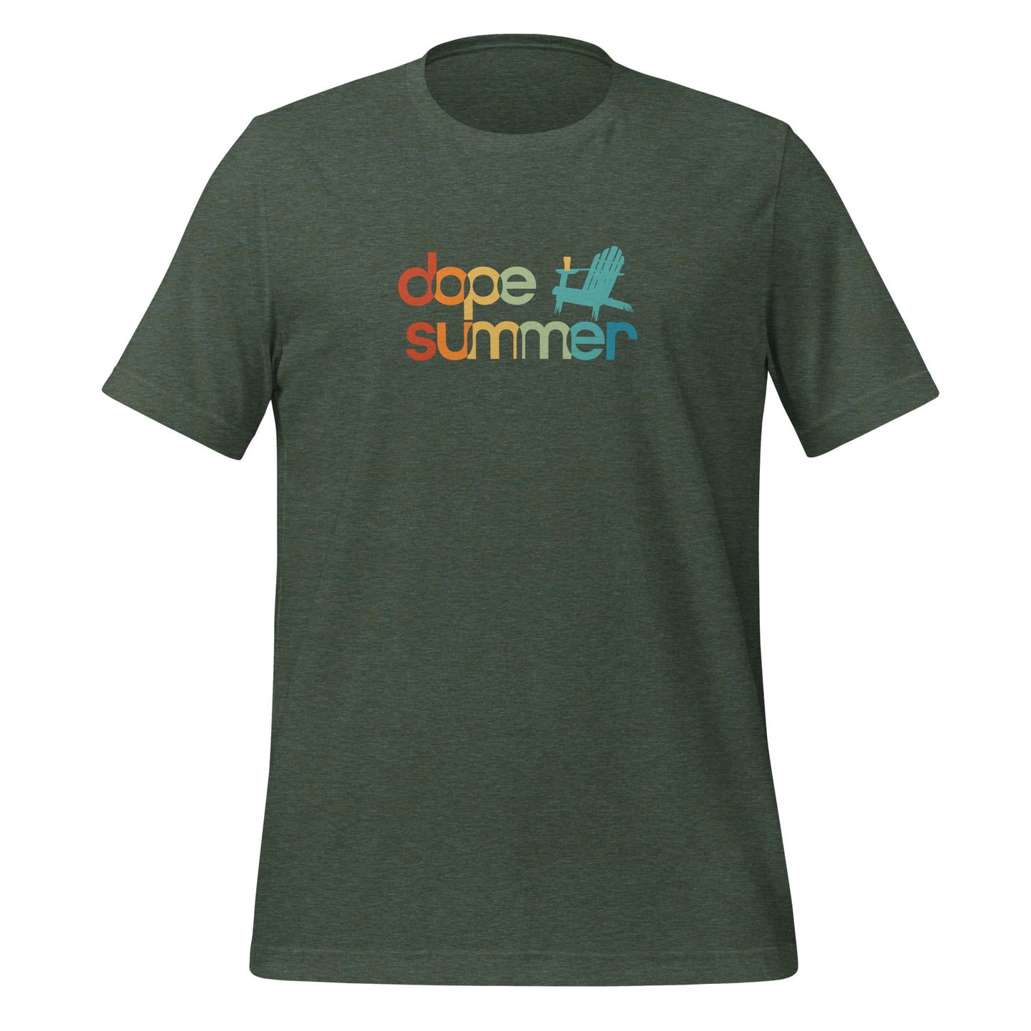 heather forest colored tee with the adirondak Dope Summer logo on the front