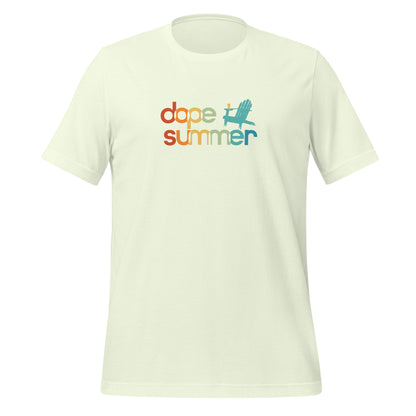 Citron color tee with the adirondak Dope Summer logo on the front