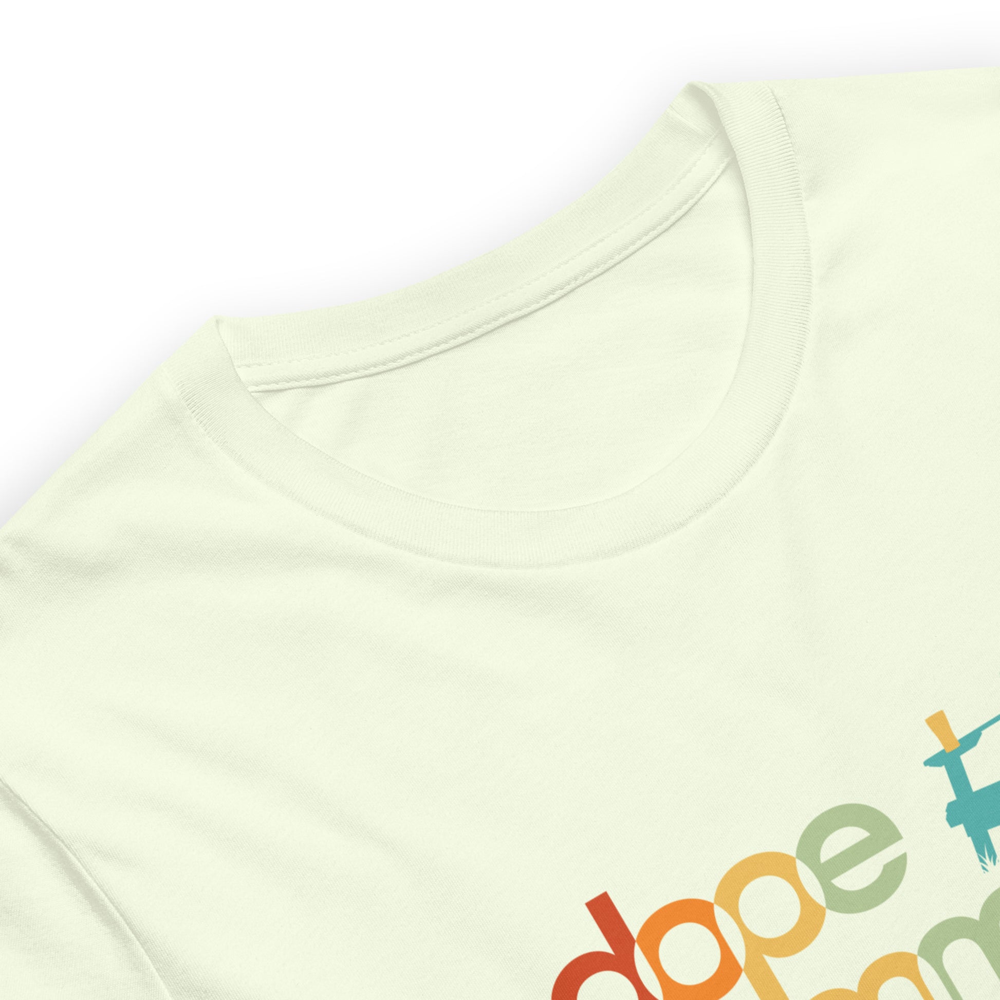 Citron color tee with the adirondak Dope Summer logo close up