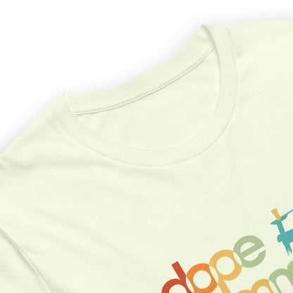 Citron color tee with the adirondak Dope Summer logo close up