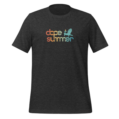Dark grey color heather tee with the adirondak Dope Summer logo on the front