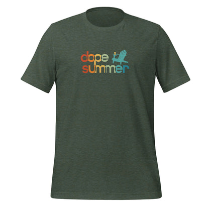 heather forest colored tee with the adirondak Dope Summer logo on the front